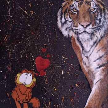 Peinture intitulée "Big cats" par Sylvie Lescan, Œuvre d'art originale, Huile Monté sur Châssis en bois