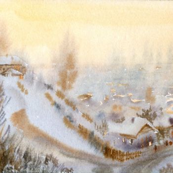 Pittura intitolato "Морозное утро" da Syrov, Opera d'arte originale, Olio