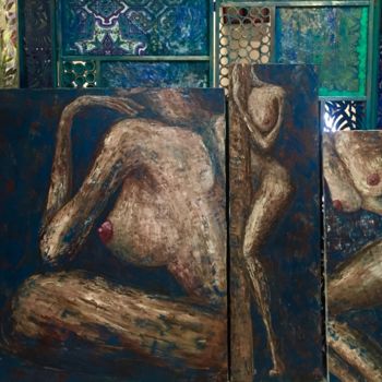 Painting titled "Quattro nudi" by Tamar Janiashvili, Original Artwork, Oil