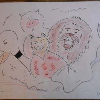 Drawing titled "friends" by Tom Schrijver, Original Artwork, Pencil