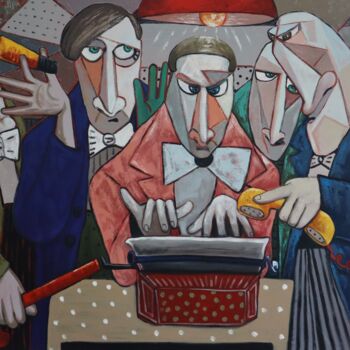 Painting titled "Conspirators plotti…" by Ta Byrne, Original Artwork, Oil