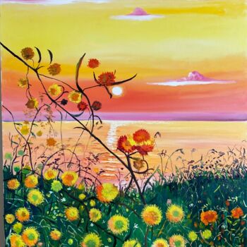 Pintura intitulada "Fleurs jaunes" por Tahira Quliyeva, Obras de arte originais, Óleo