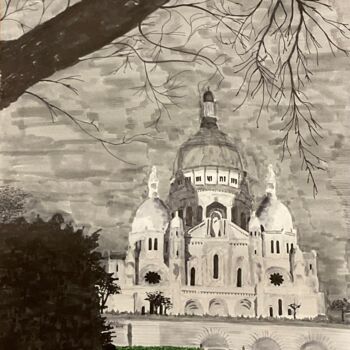 Painting titled "Sacré-Coeur, Paris" by Taicil, Original Artwork, Marker