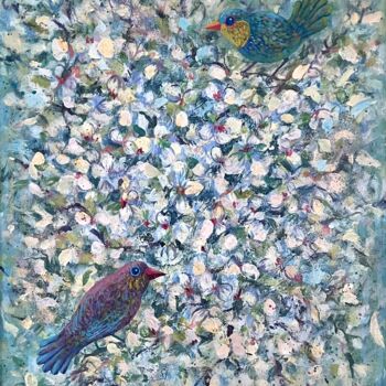 Malerei mit dem Titel "Birdsong" von Taisiia Gruzdeva, Original-Kunstwerk, Acryl