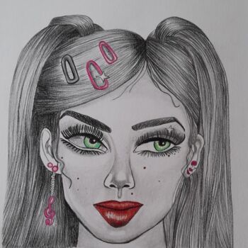 Desenho intitulada "pin up" por Talie, Obras de arte originais, Lápis