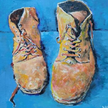 Painting titled "A pair of shoes" by Tam Nightingale, Original Artwork, Acrylic Mounted on Wood Stretcher frame