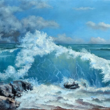 Painting titled "Sea before the storm" by Tamara Rozinskay, Original Artwork, Oil