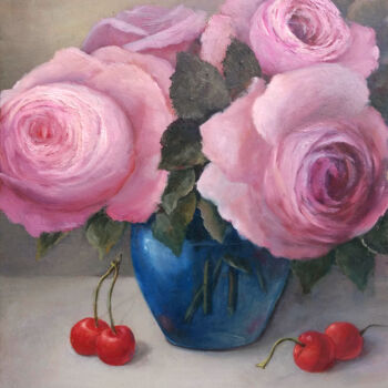 Malerei mit dem Titel "Pink mood" von Tamara Rozinskay, Original-Kunstwerk, Öl