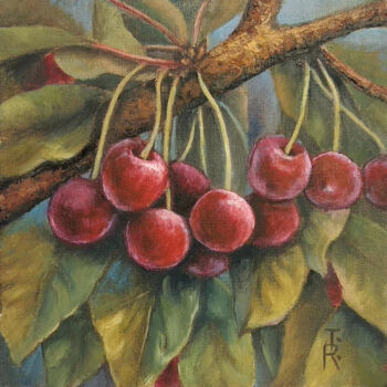 Malerei mit dem Titel "Sweet cherry. Origi…" von Tamara Rozinskay, Original-Kunstwerk, Öl Auf Karton montiert