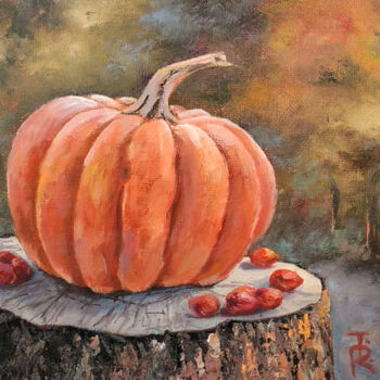 「Shining Pumpkin sti…」というタイトルの絵画 Tamara Rozinskayによって, オリジナルのアートワーク, オイル 段ボールにマウント