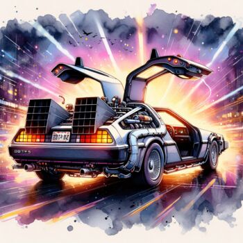 Grafika cyfrowa / sztuka generowana cyfrowo zatytułowany „DeLorean: Viaje al…” autorstwa Tanavon, Oryginalna praca, Obraz ge…