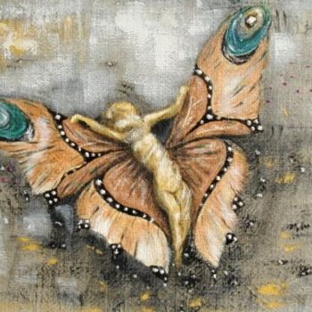 Peinture intitulée "Femme-papillon" par Tania Ohse, Œuvre d'art originale, Acrylique