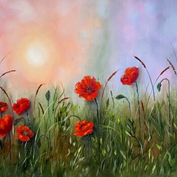 Pintura intitulada "Red poppies -gift o…" por Tanja Frost, Obras de arte originais, Óleo