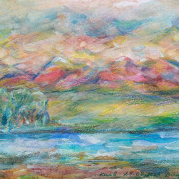 绘画 标题为“2 Red Mountains Lan…” 由Tanya Dolya, 原创艺术品, 水彩