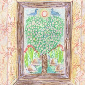 Dibujo titulada "Paradise tree with…" por Tanya Dolya, Obra de arte original, Lápiz