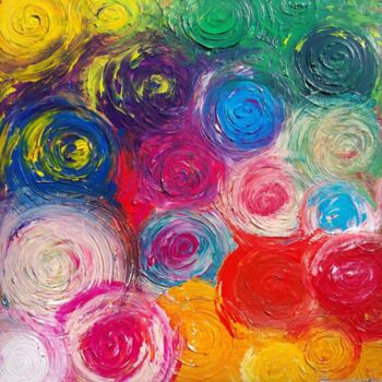 Painting titled "Life is a Circle" by Tanya Silva, Original Artwork, Acrylic Mounted on Wood Stretcher frame