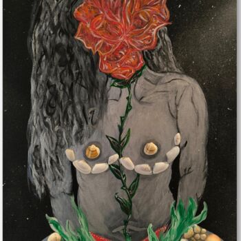Painting titled "Woman in Universe 4…" by Tanya Silva, Original Artwork, Acrylic Mounted on Wood Stretcher frame