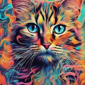 Artes digitais intitulada "Art Portrait Cat" por Tarkanm, Obras de arte originais, Imagem gerada por IA