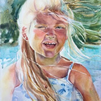 Painting titled "Сhildren  portrait" by Tatiana Gliadchenko, Original Artwork, Watercolor