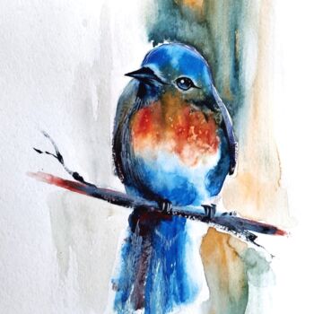 Schilderij getiteld "Little bird" door Tata Vo, Origineel Kunstwerk, Aquarel