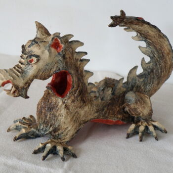 Sculpture titled "dragons mechant" by Tatiana Alexandrova, Original Artwork, Ceramics