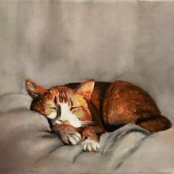 Pintura intitulada "Cat Nap Original Pa…" por Tatiana Clark, Obras de arte originais, Acrílico