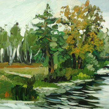 Painting titled "Ковардицкое озеро" by Tatiana Fedorova, Original Artwork, Oil