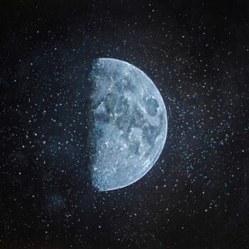Pittura intitolato "Луна в ночном небе" da Tatiana Fedorova, Opera d'arte originale, Olio