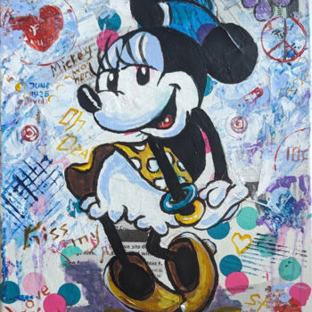 Painting titled "Minnie in Love" by Tatiana Gracheva, Original Artwork, Acrylic Mounted on Wood Stretcher frame