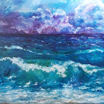 Painting titled "Seascape.Waves. Pai…" by Tatiana Krilova, Original Artwork, Oil