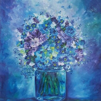 Peinture intitulée "Flowers painting on…" par Tatiana Krilova, Œuvre d'art originale, Huile