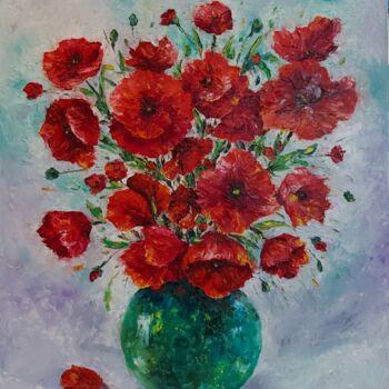 Ζωγραφική με τίτλο "Flowers painting oi…" από Tatiana Krilova, Αυθεντικά έργα τέχνης, Λάδι