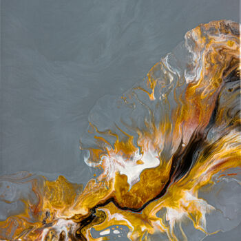 Photography titled "Gold Fire on Grey (…" by Tatiana Malinovscaia, Original Artwork, Digital Photography