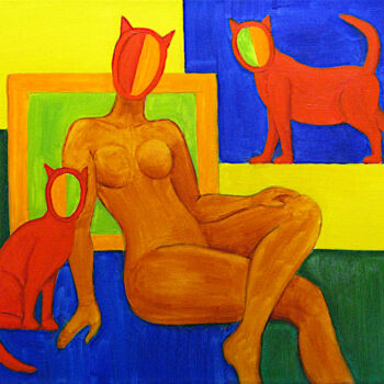 Painting titled "Erotic Painting Nud…" by Tatiana Matveeva, Original Artwork, Oil Mounted on Wood Stretcher frame