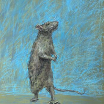 Disegno intitolato "RAT- animal, Ratato…" da Tatsiana Ilyina, Opera d'arte originale, Pastello