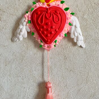 Sculpture titled "Flying Heart" by Tatyana Karabanova (Bogdanova), Original Artwork, Polymer clay