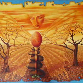 Painting titled "Awakening" by Tatyana Orlovetskaya, Original Artwork, Oil Mounted on Wood Stretcher frame