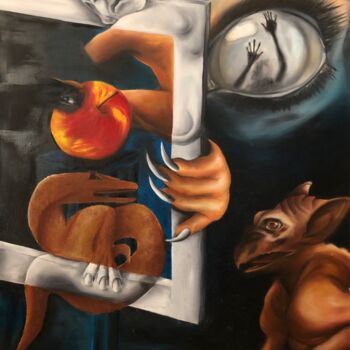 Pintura titulada "La pomme" por Tec, Obra de arte original, Oleo Montado en Bastidor de camilla de madera