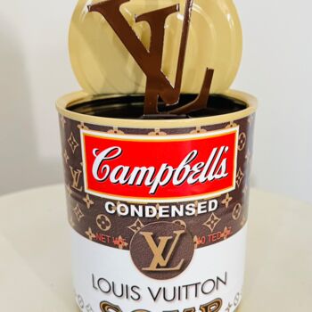 Sculpture titled "Campbell's Soup LV" by Ted Pop Art, Original Artwork, Resin