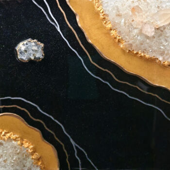 Pintura intitulada "Black Resin Geode a…" por Tejaswi Poojari (KOLOR KOVELA), Obras de arte originais, Resina Montado em Arm…