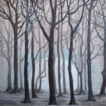 Ζωγραφική με τίτλο "Холодный лес" από Terdolla, Αυθεντικά έργα τέχνης, Λάδι