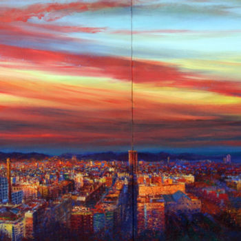 Malerei mit dem Titel "Barcelona" von Unsain, Original-Kunstwerk, Öl