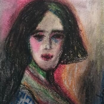 Pittura intitolato "Girl in a kimono" da Teresa Lopes, Opera d'arte originale, Olio
