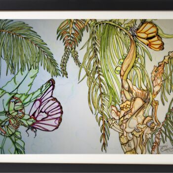 Schilderij getiteld "GLASS WING BUTTERFLY" door Terry Cornelius, Origineel Kunstwerk, Aquarel