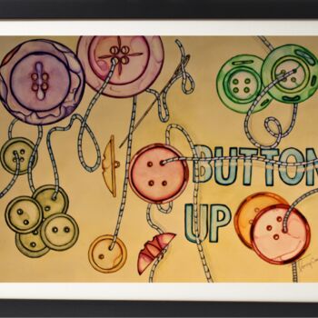 Ζωγραφική με τίτλο "Button Up" από Terry Cornelius, Αυθεντικά έργα τέχνης, Ακουαρέλα