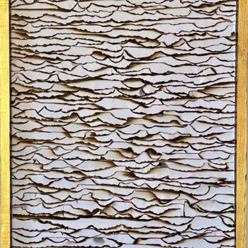「Paper art on wooden…」というタイトルのコラージュ Tetiana Sanzharovskaによって, オリジナルのアートワーク, テープ