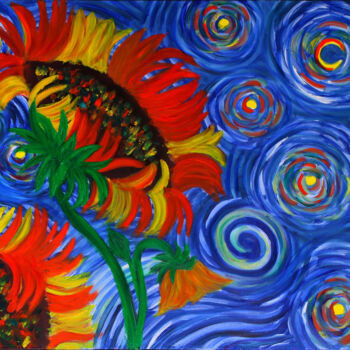 Painting titled "Vibrant Sunflowers…" by Tetiana Surshko (SurshkoArt), Original Artwork, Oil