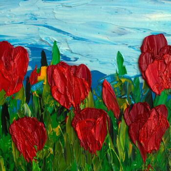 Painting titled "Tulip flower art Pa…" by Tetiana Surshko (SurshkoArt), Original Artwork, Oil