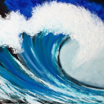Pittura intitolato "Large ocean wave Pa…" da Tetiana Surshko (SurshkoArt), Opera d'arte originale, Olio