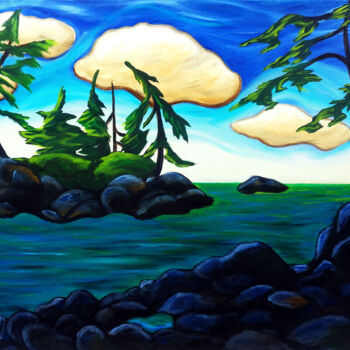 Painting titled "Coastal Painting" by Tetiana Surshko (SurshkoArt), Original Artwork, Oil
